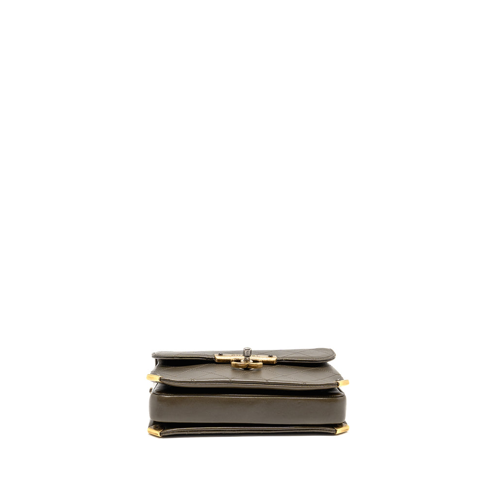 chanel-quilted-messenger-flap-bag-lambskin-olive-green-multicolor-hardware