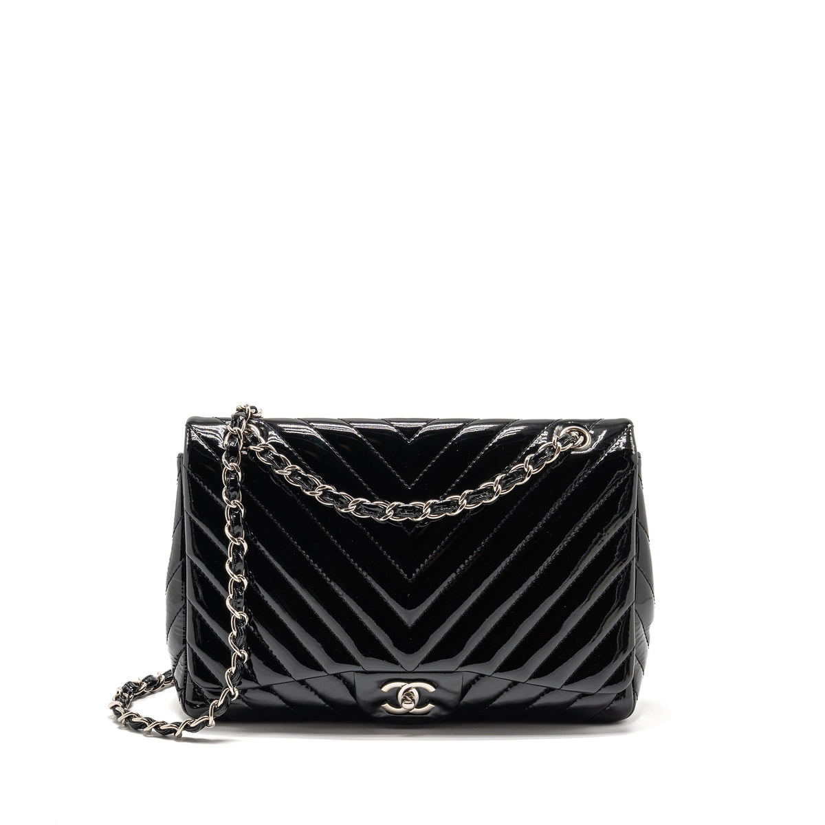 chanel-chevron-jumbo-single-flap-bag-patent-black-shw