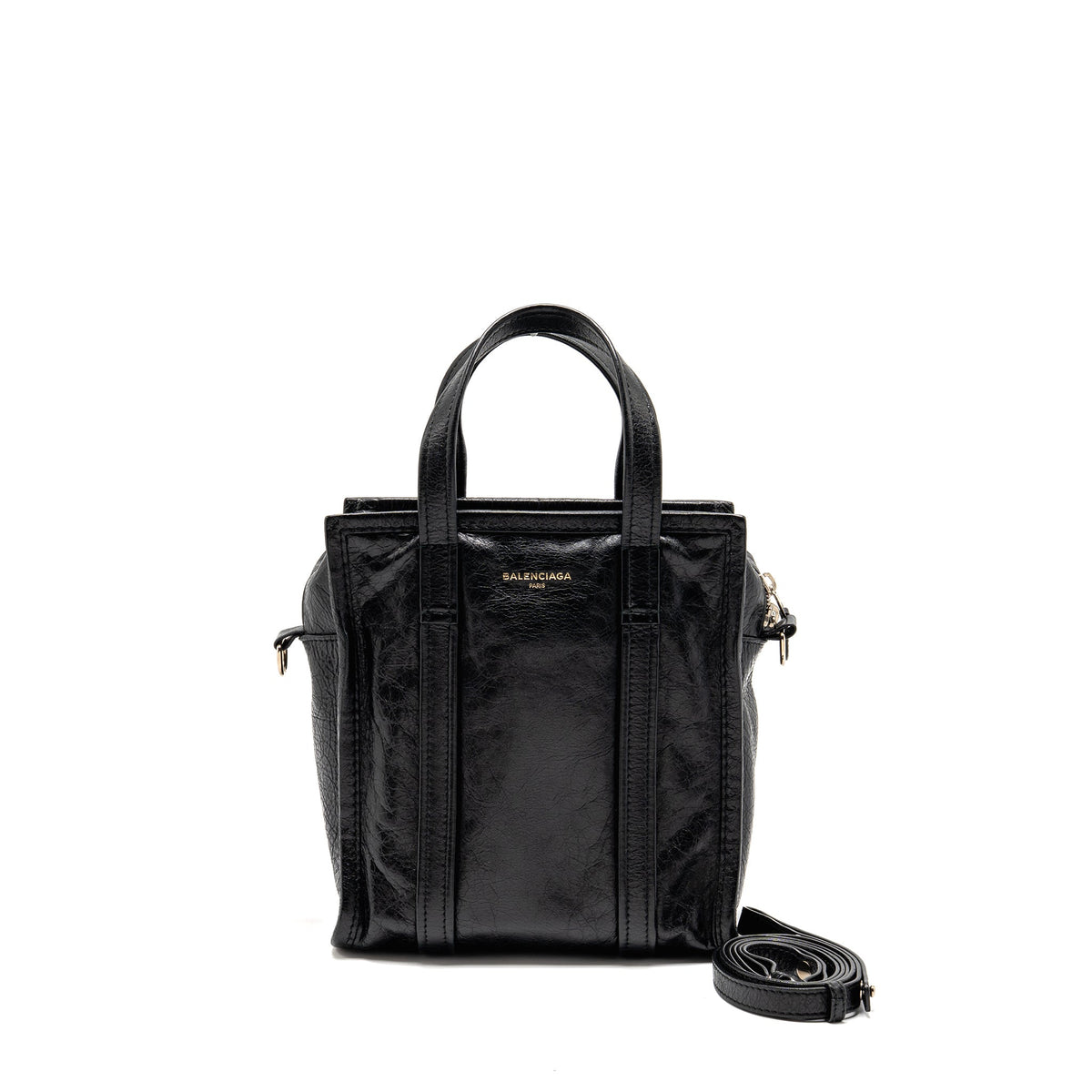balenciaga-bazar-mini-shopper-tote-bag-crackled-calfskin-black-shw