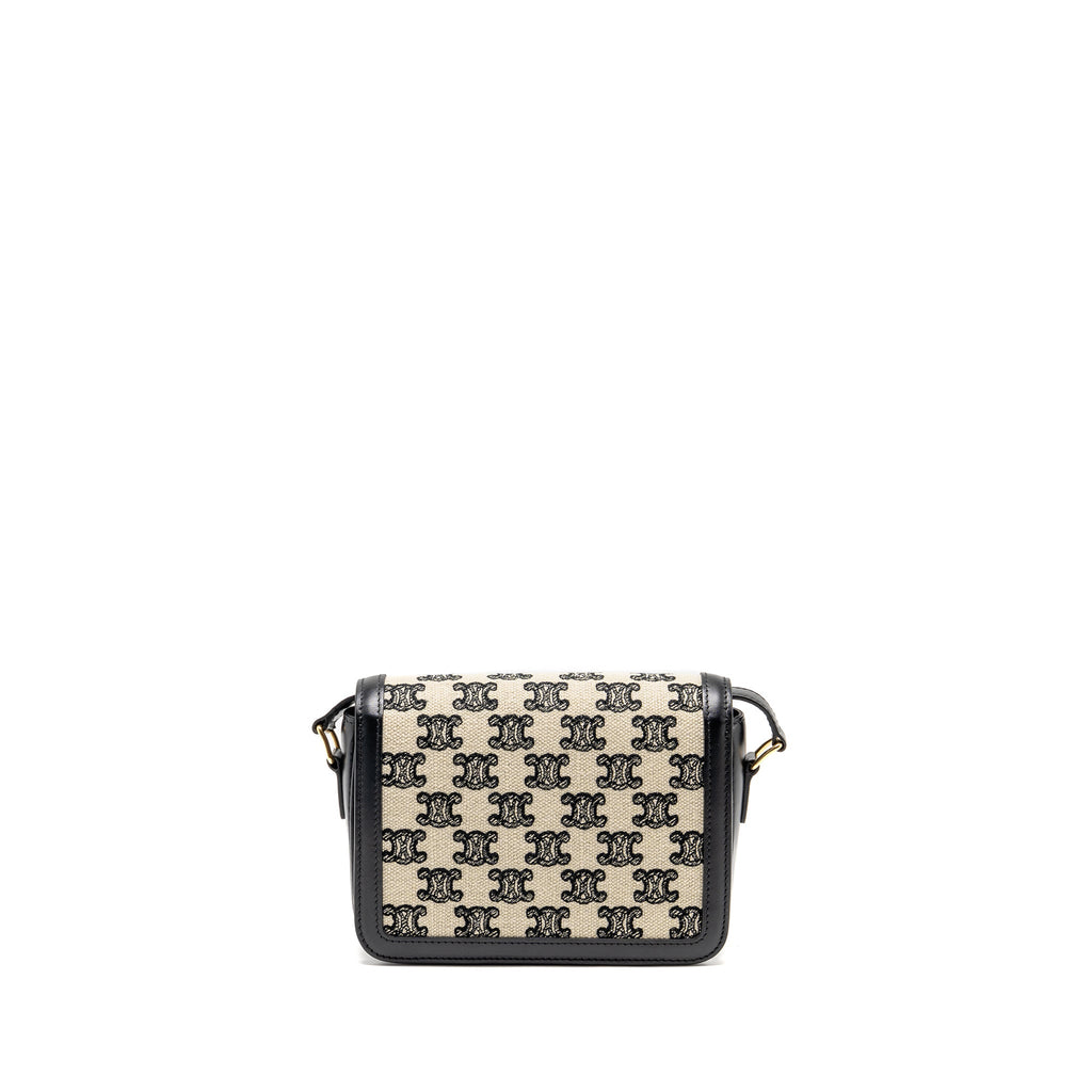 celine-teen-triomphe-bag-triomphe-canvas-calfskin-black-white-ghw-copy