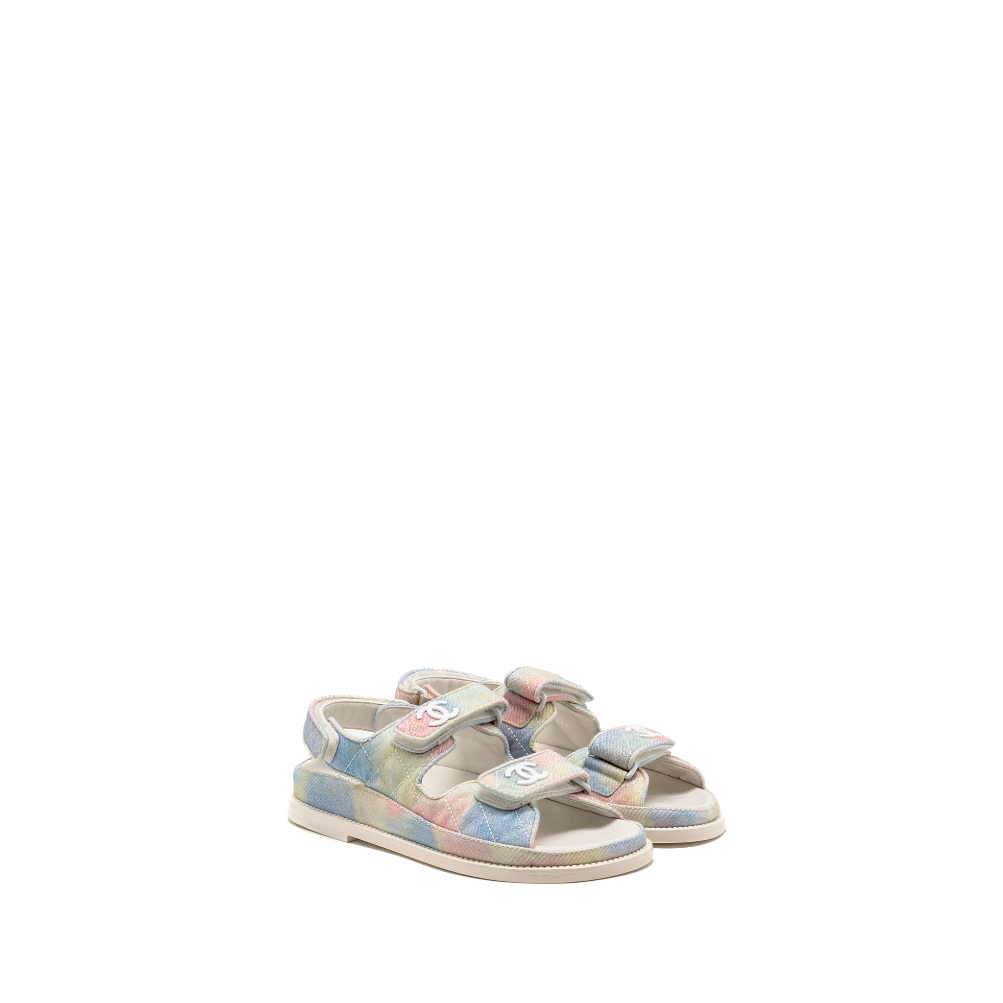 chanel-size-35-5-22c-dad-sandals-printed-fabric-multicolour-white-hardware