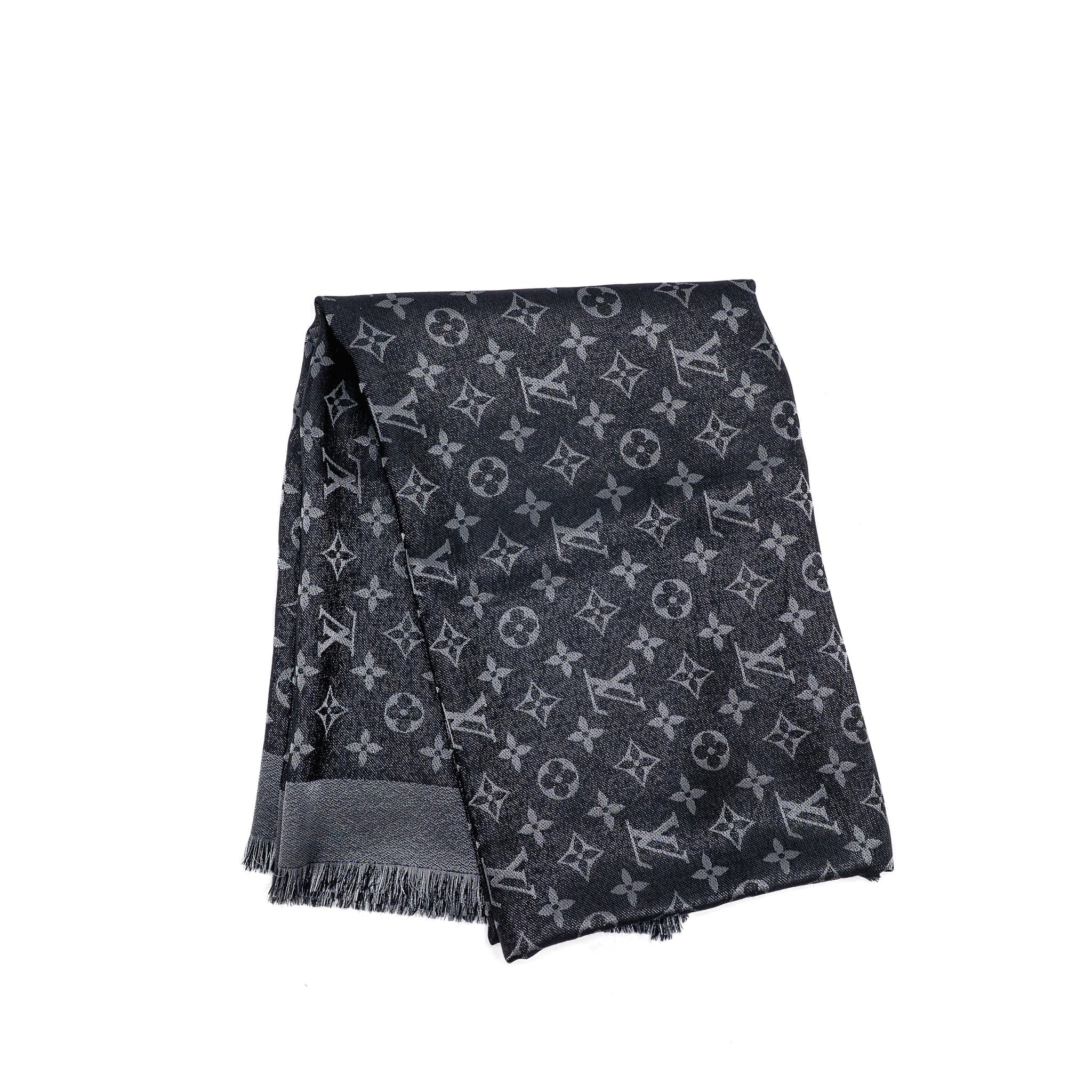 louis-vuitton-monogram-shine-shawl-wool-silk-black-silver