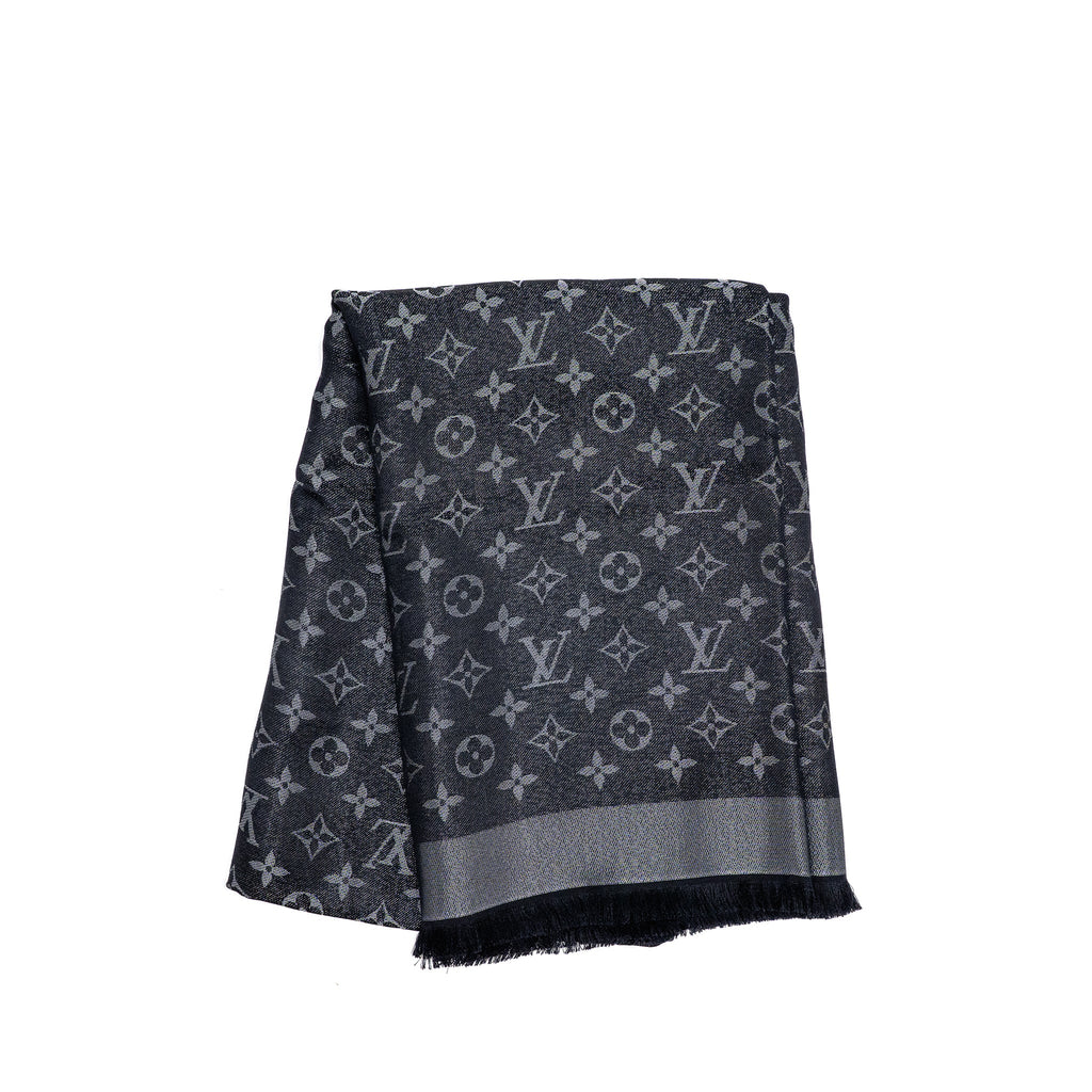 louis-vuitton-monogram-shine-shawl-wool-silk-black-silver