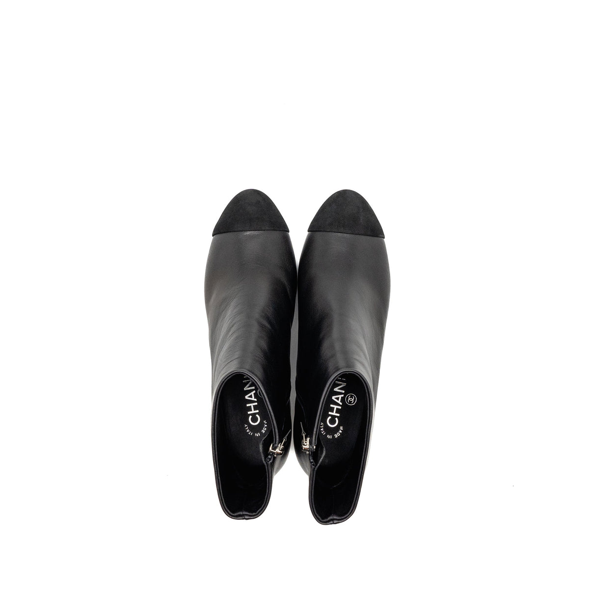 chanel-size-37-interlocking-boots-letter-pearl-leather-black