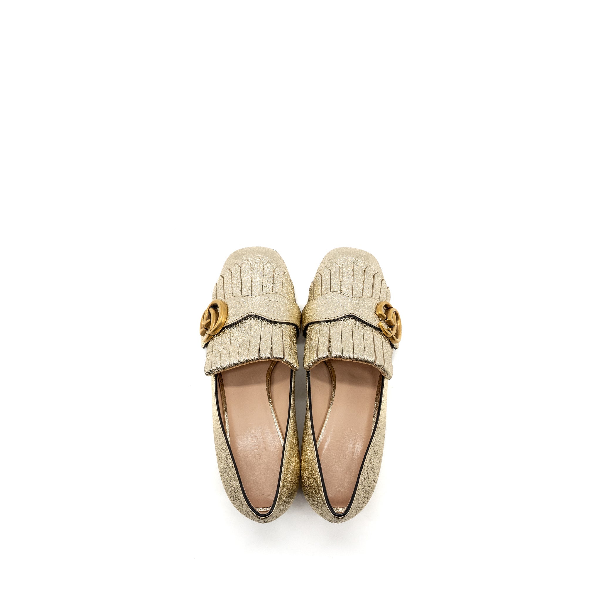 gucci-size-34-gg-marmont-mid-heel-pump-gold-ghw