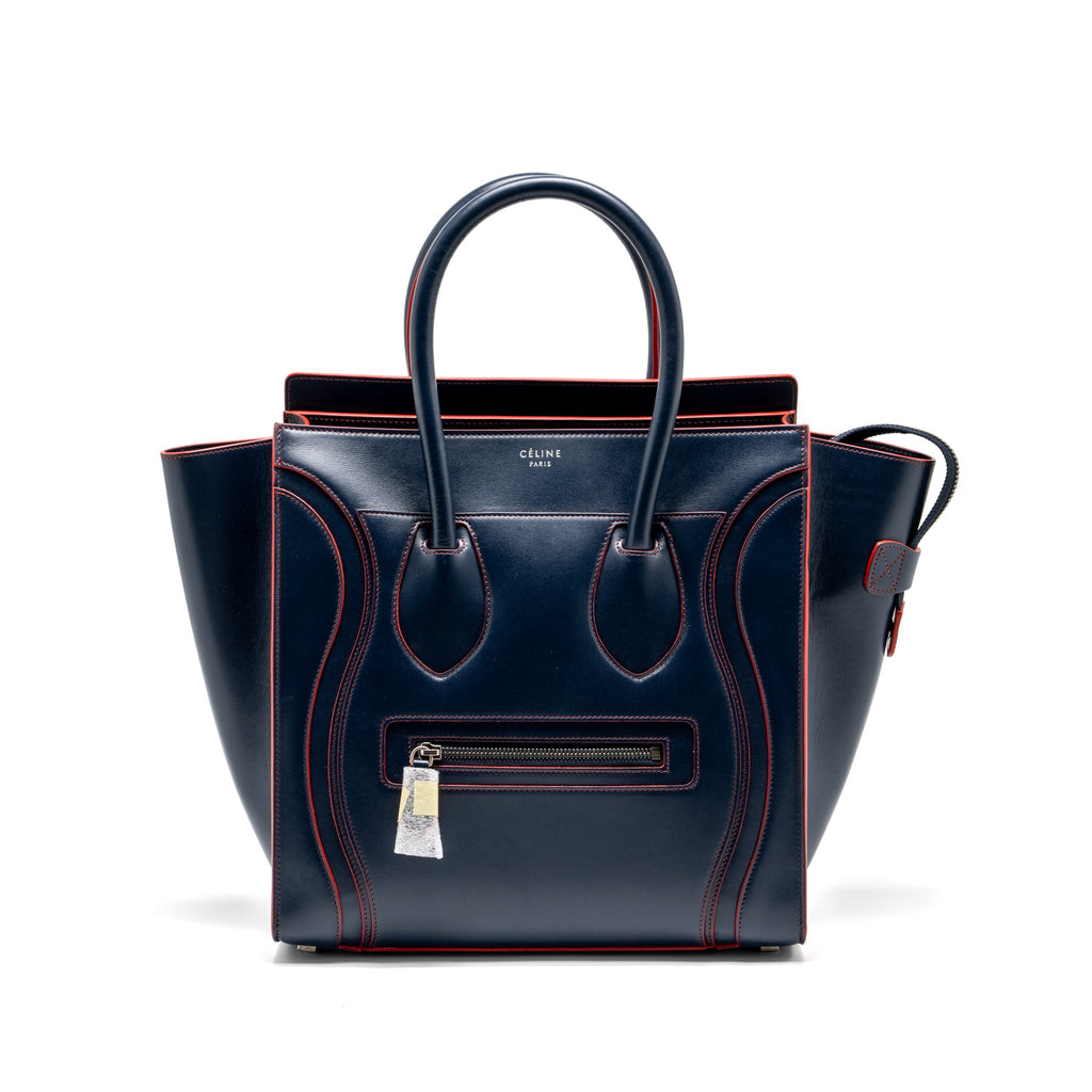 celine-luggage-tote-bag-calfskin-blue-red-shw