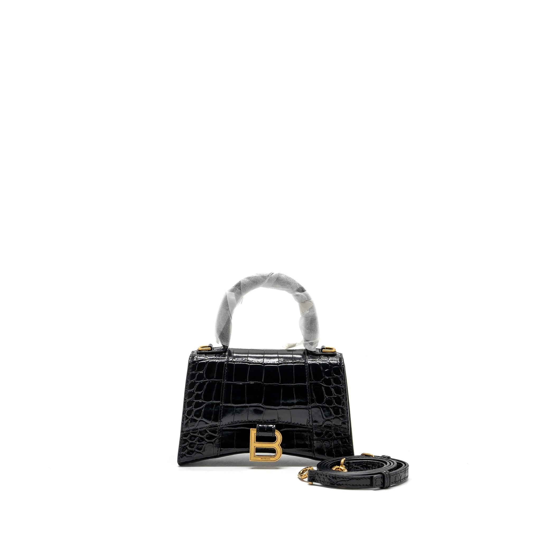 balenciaga-hourglass-xs-handbag-crocodile-embossed-black-ghw
