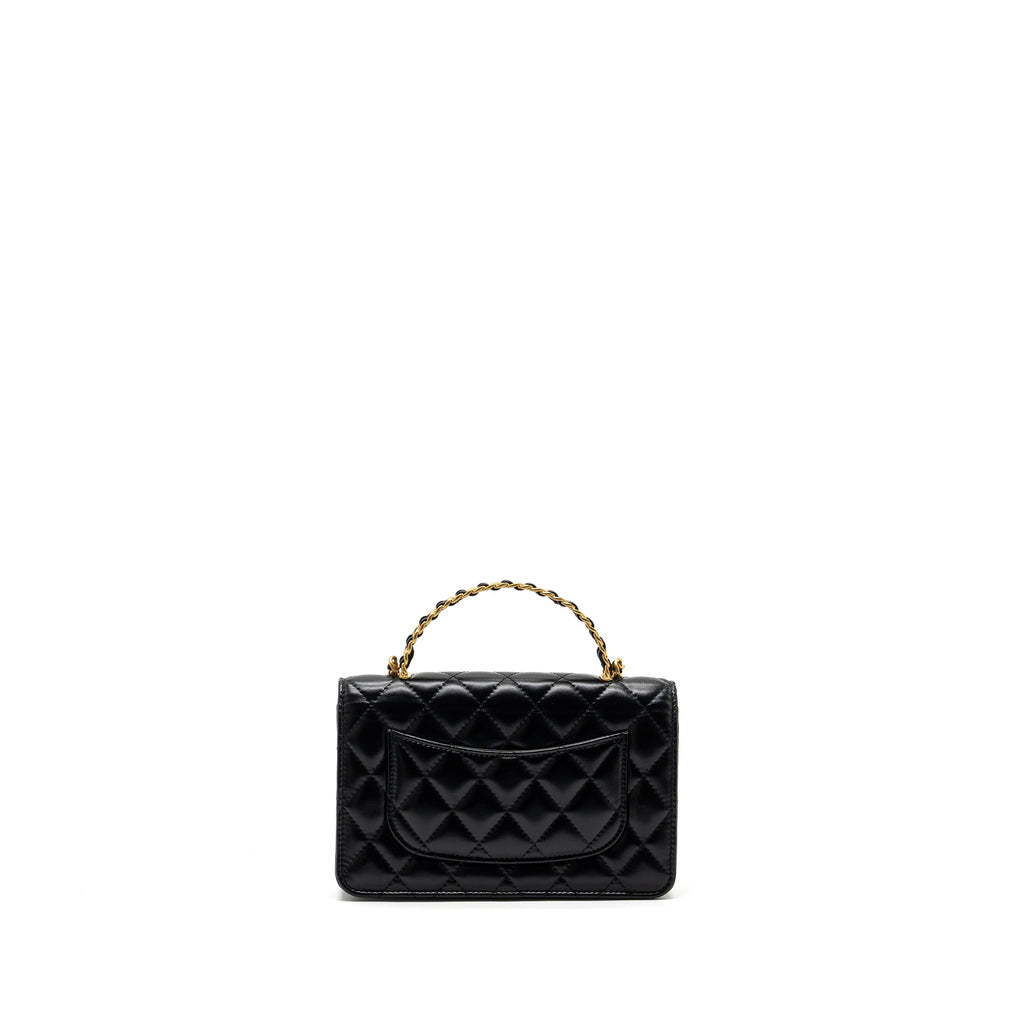 chanel-letter-logo-top-handle-flap-wallet-with-chain-shiny-calfskin-black-ghw-microchip