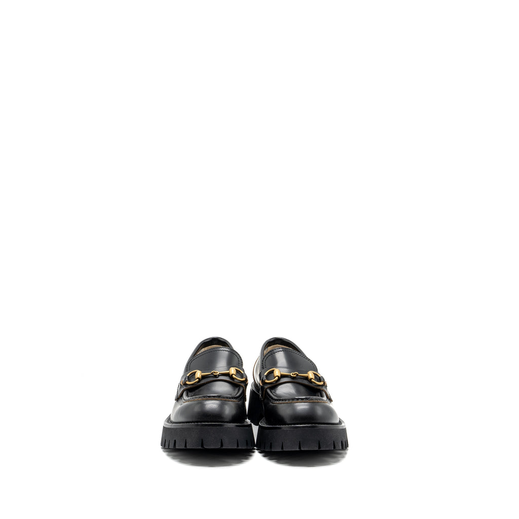 gucci-size-37-leather-lug-sole-horsebit-loafer