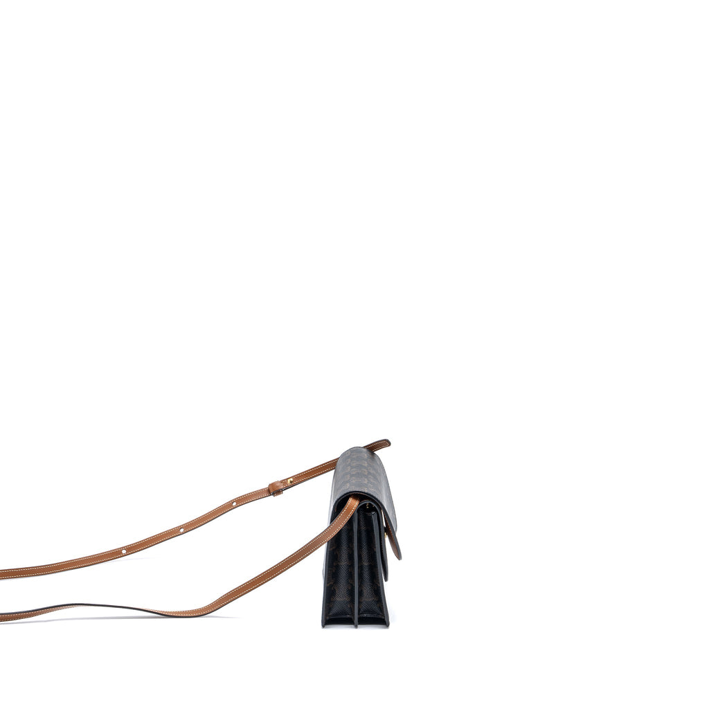 celine-wallet-on-strap-triomphe-canvas-smooth-lambskin-tan-ghw-3