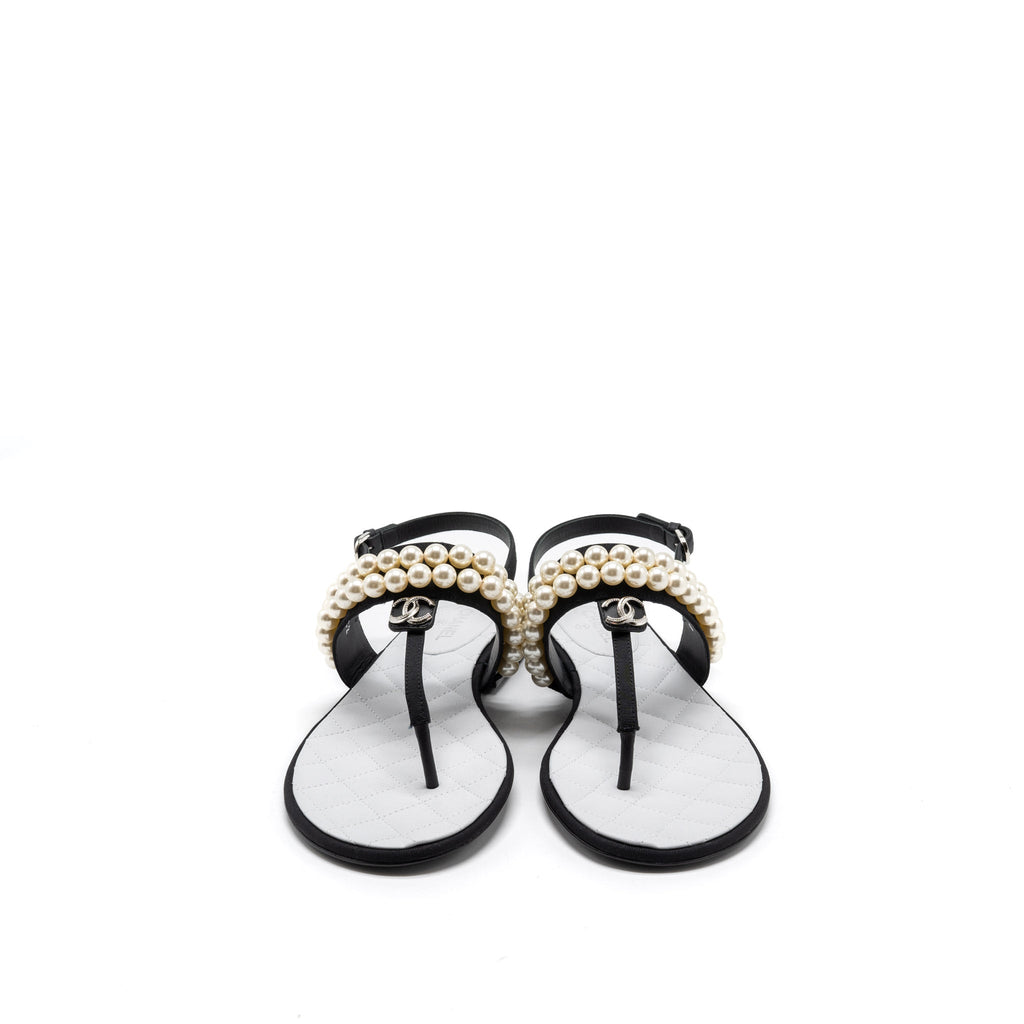 chanel-22b-size-36-flip-flops-sandals-pearl-leather-fabric-black-shw