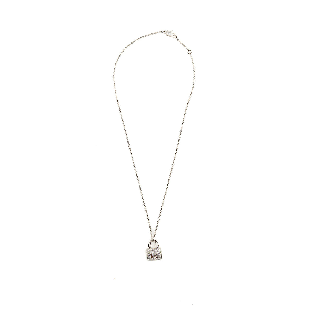 HERMES CONSTANCE AMULETTE PENDANT WHITE GOLD DIAMONDS