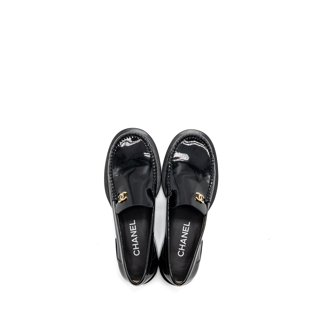 chanel-size-38-5-cc-logo-with-pearl-loafer-patent-black-ghw