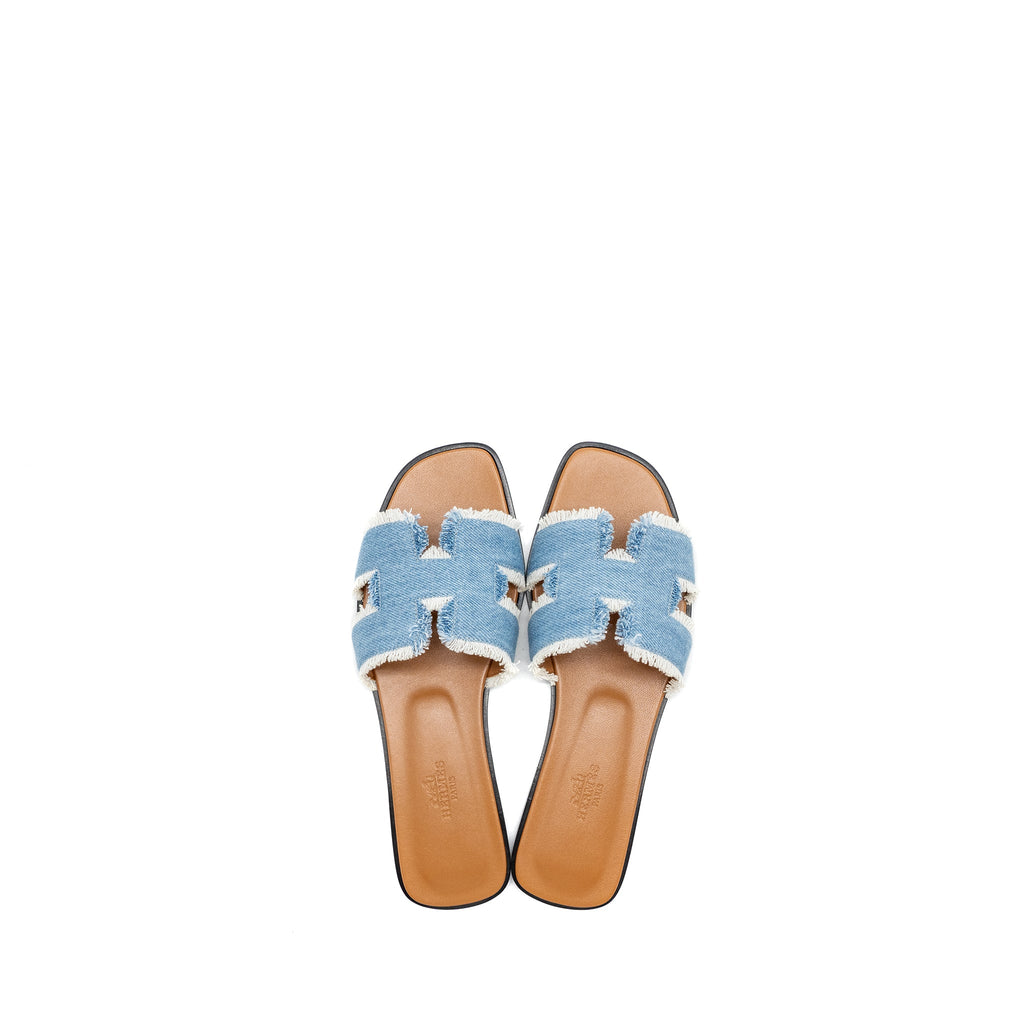 hermes-size-37-5-oran-sandals-toile-de-cotton-blue-clair