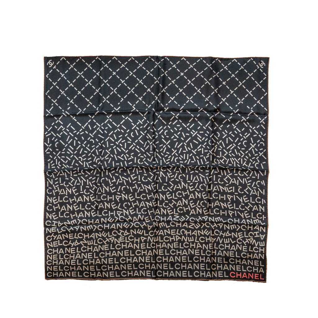 chanel-letter-square-silk-scarf-black-white-pink