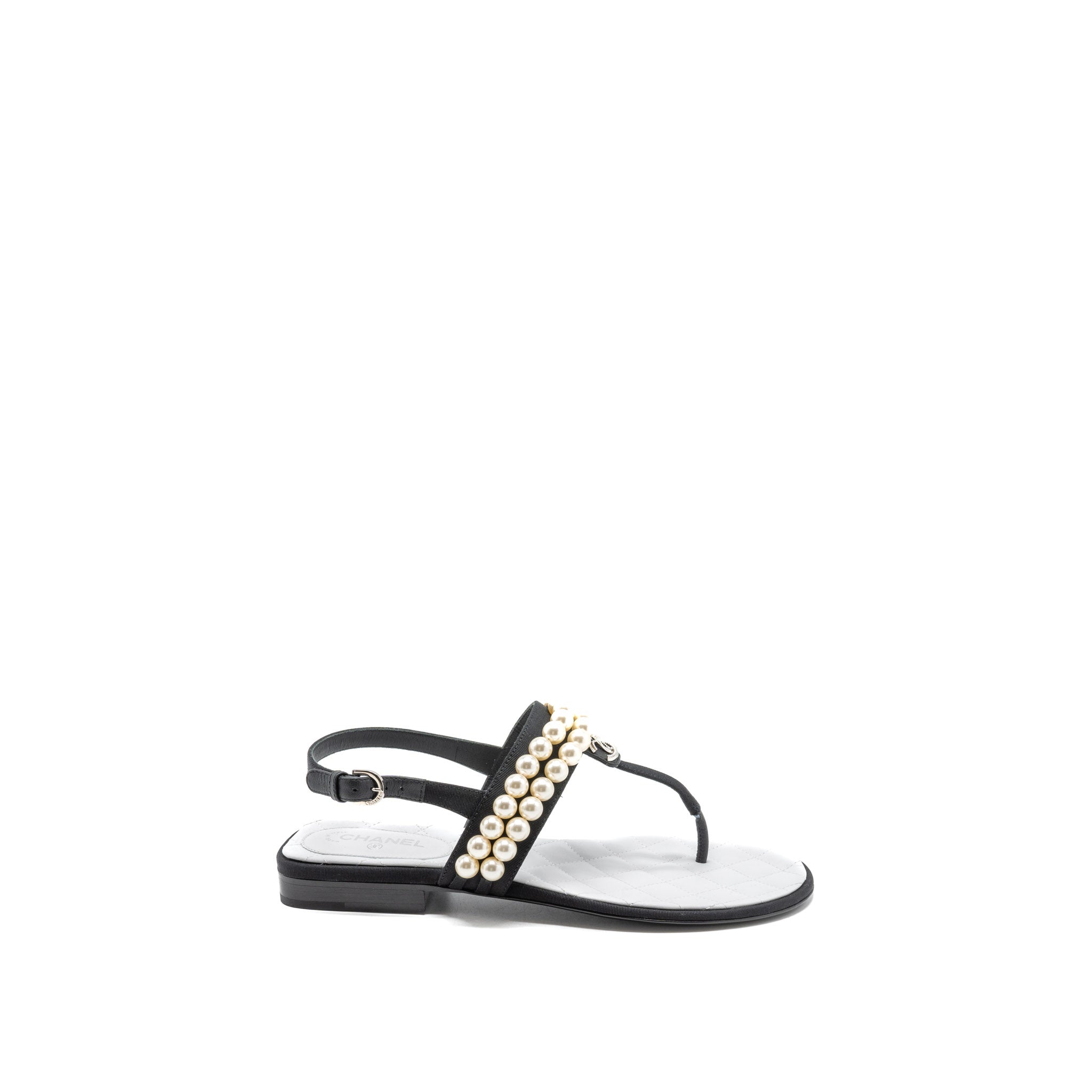 chanel-22b-size-36-flip-flops-sandals-pearl-leather-fabric-black-shw