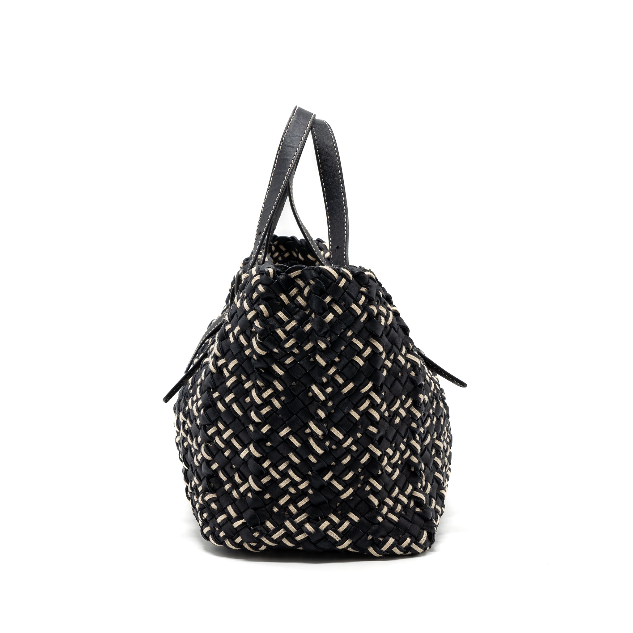 bottega-veneta-tote-bag-leather-dark-blue-multicolor-black-hardware
