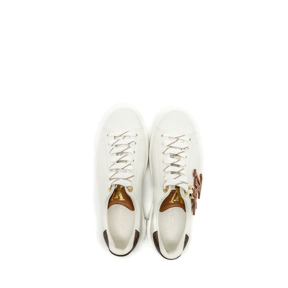louis-vuitton-size-37-time-out-sneaker-with-monogram-and-flower-charm-calfskin-white-ghw