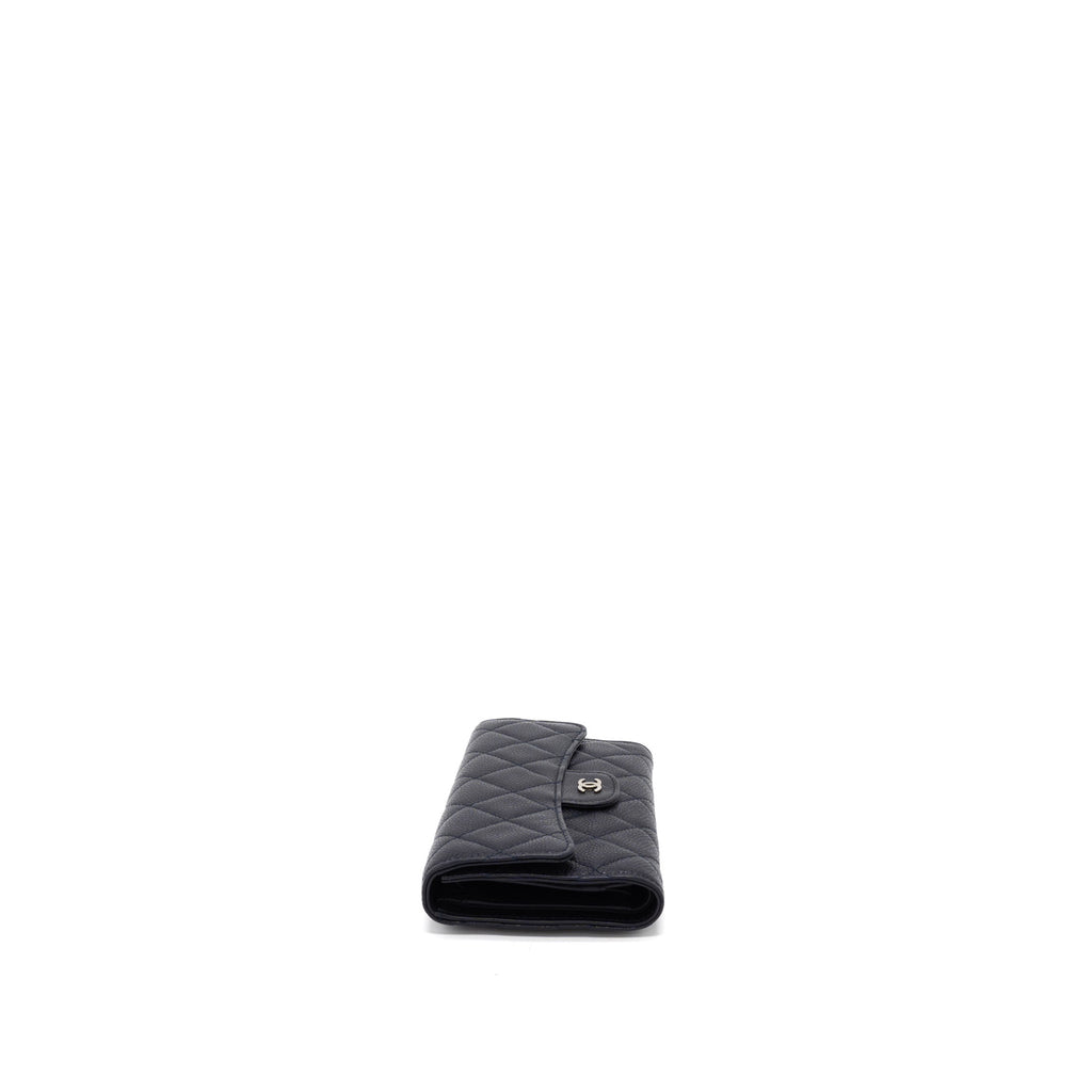 chanel-classic-quilted-flap-long-wallet-caviar-dark-blue-shw