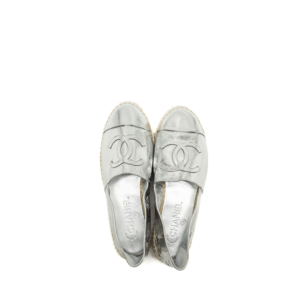 chanel-size-37-espadrille-metallic-silver