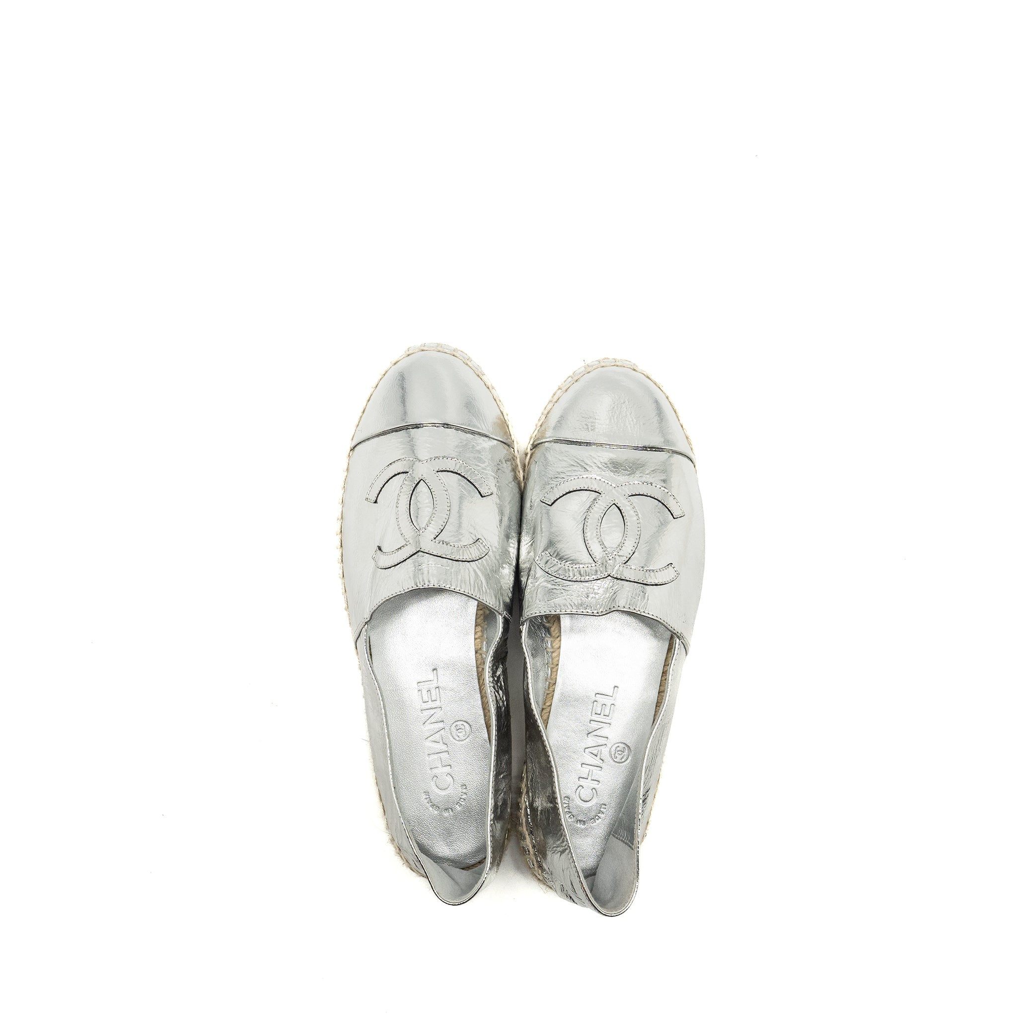 chanel-size-37-espadrille-metallic-silver