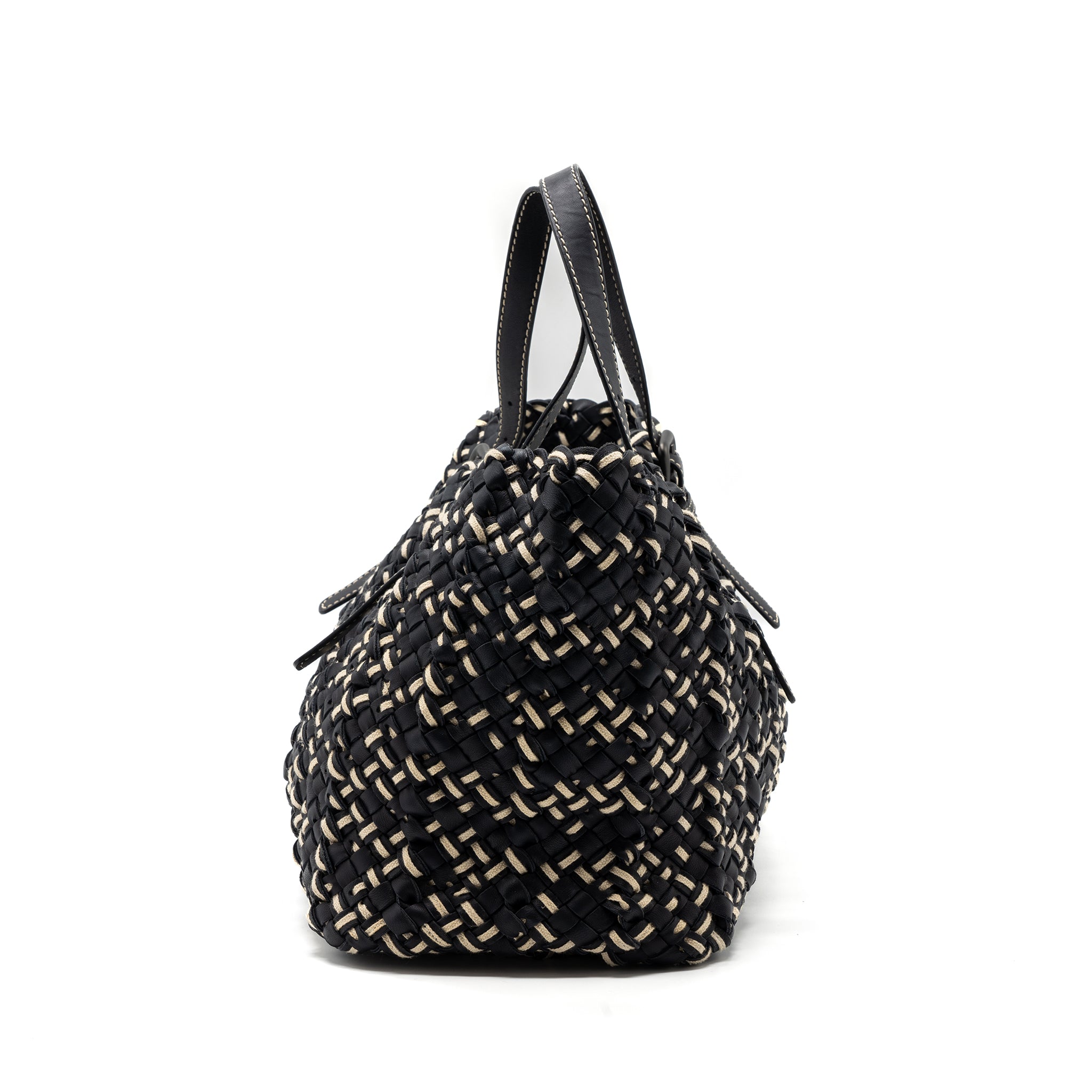 bottega-veneta-tote-bag-leather-dark-blue-multicolor-black-hardware