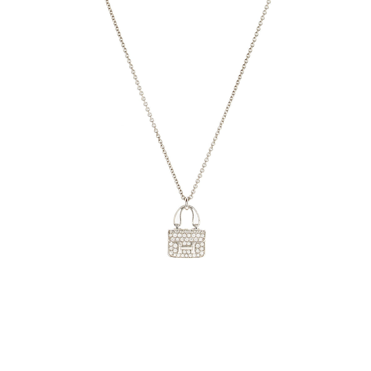 HERMES CONSTANCE AMULETTE PENDANT WHITE GOLD DIAMONDS