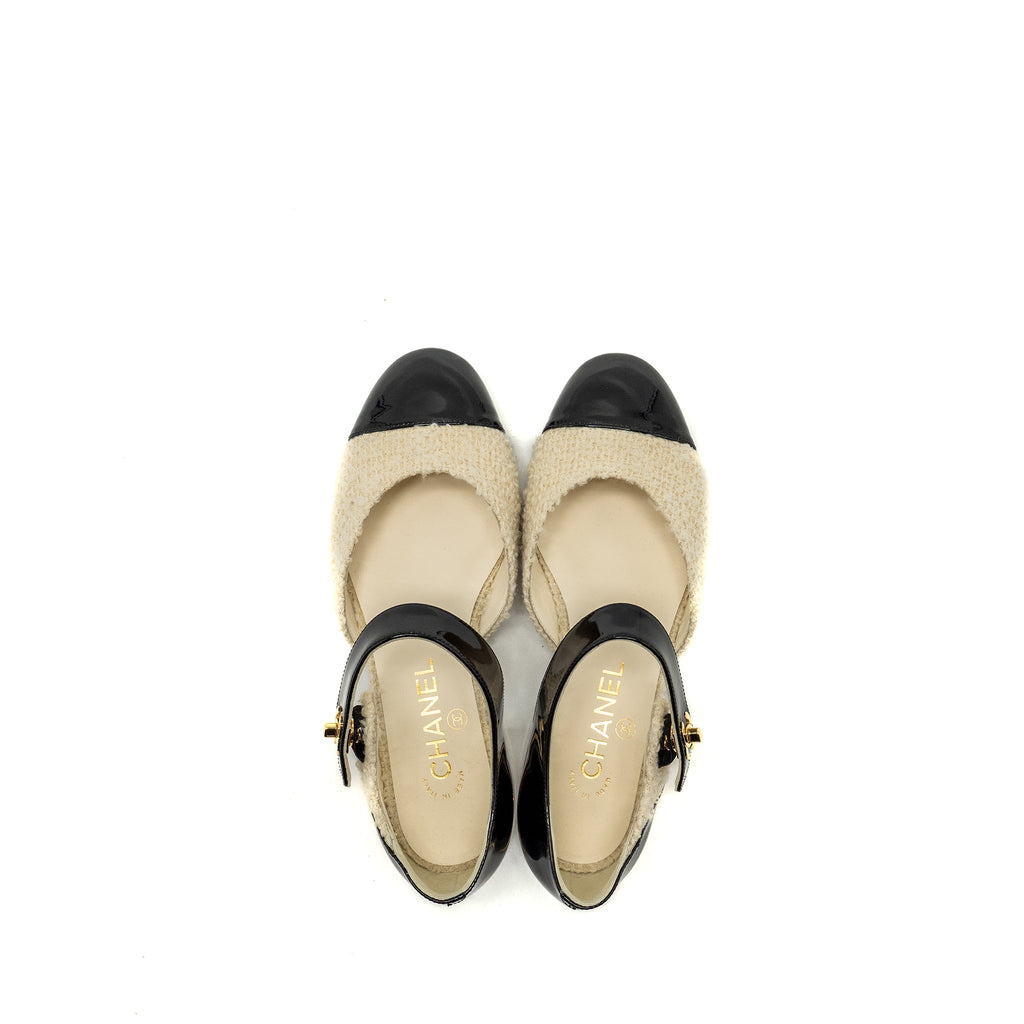 chanel-size-36-5-21k-cc-logo-ballerinas-tweed-patent-calfskin-ivory-black-ghw