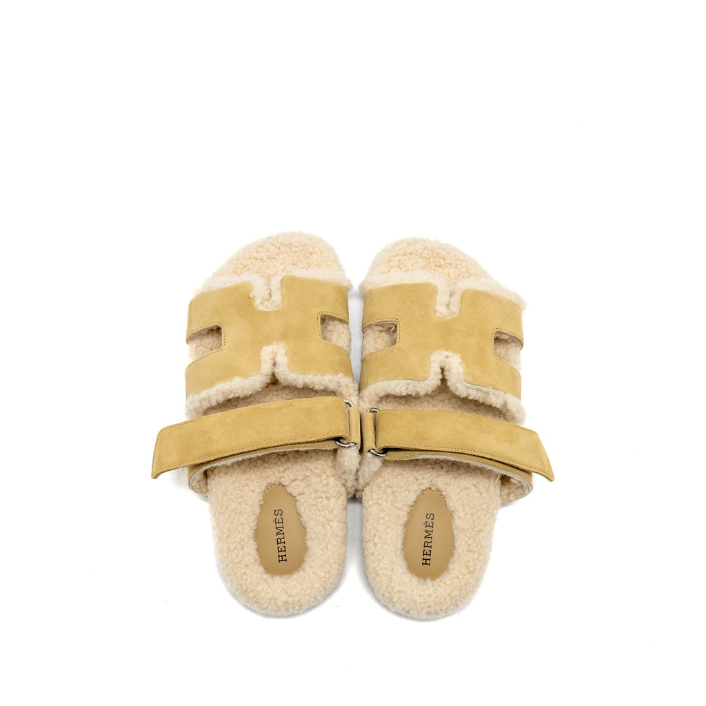 hermes-size-37-chypre-sandals-suede-shearling-beige-albatre