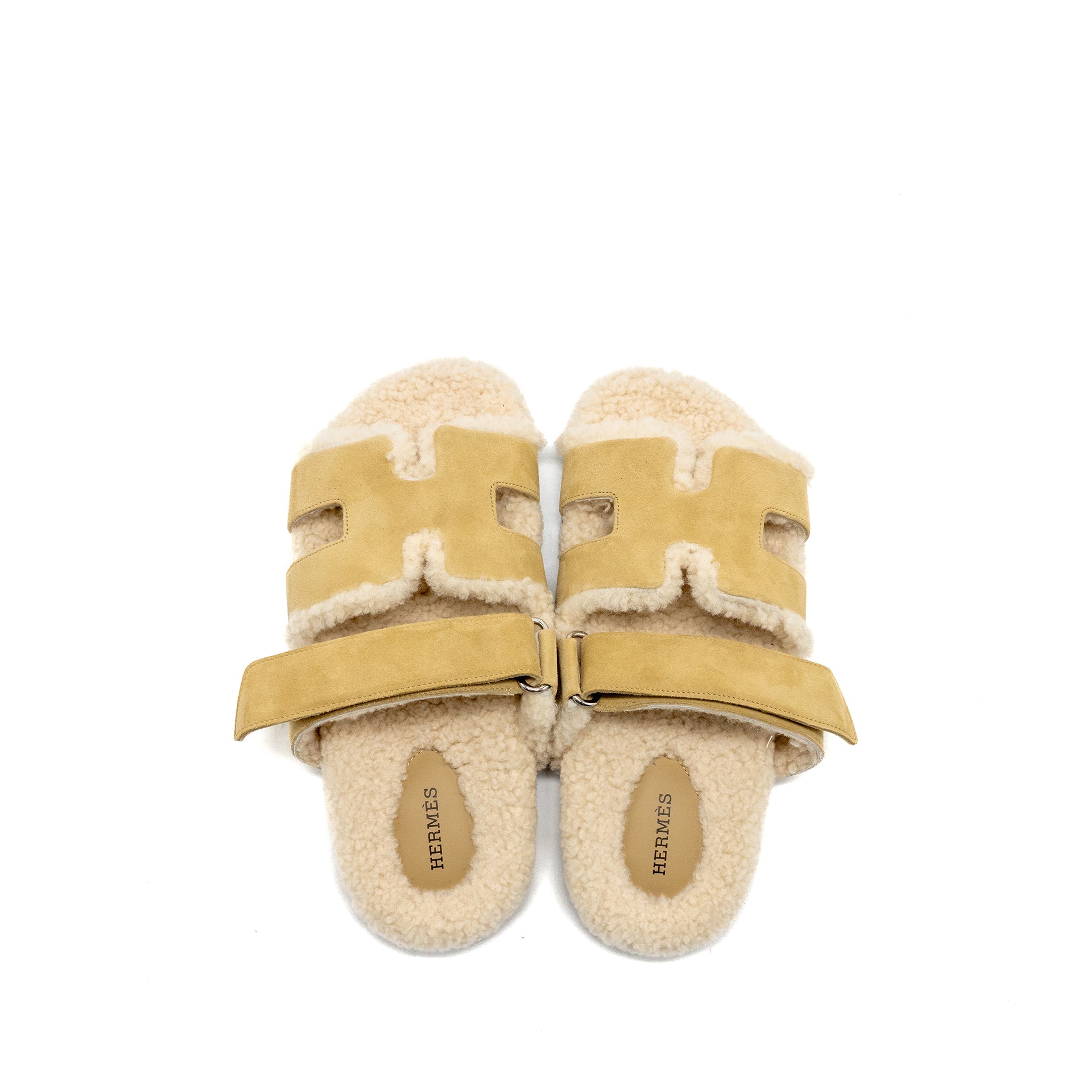 hermes-size-37-chypre-sandals-suede-shearling-beige-albatre