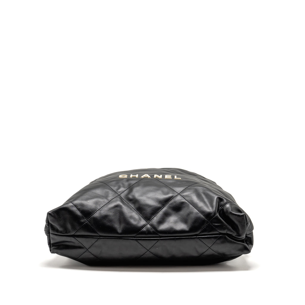 chanel-22-backpack-white-letter-logo-shiny-calfskin-black-ghw-microchip