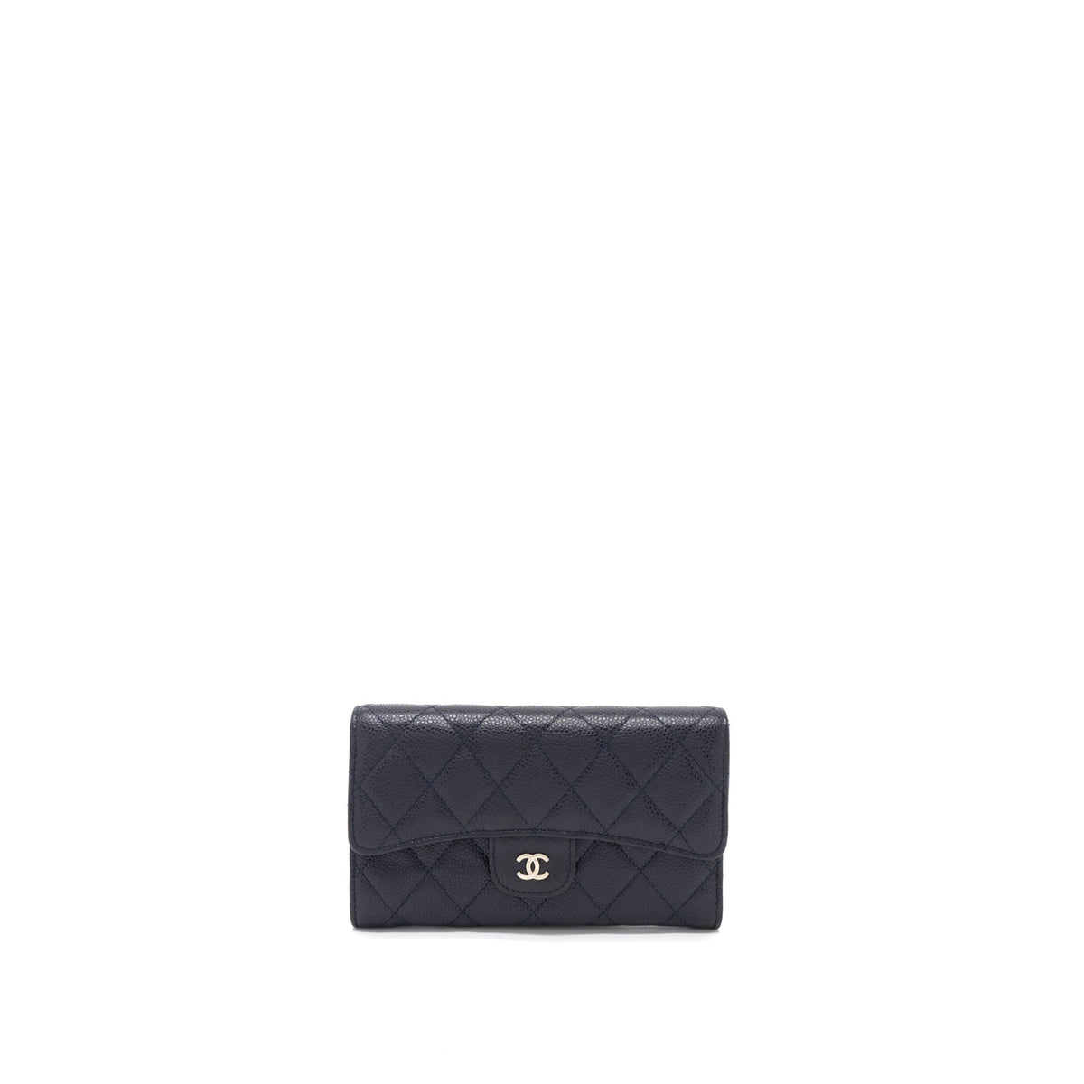 chanel-classic-quilted-flap-long-wallet-caviar-dark-blue-shw