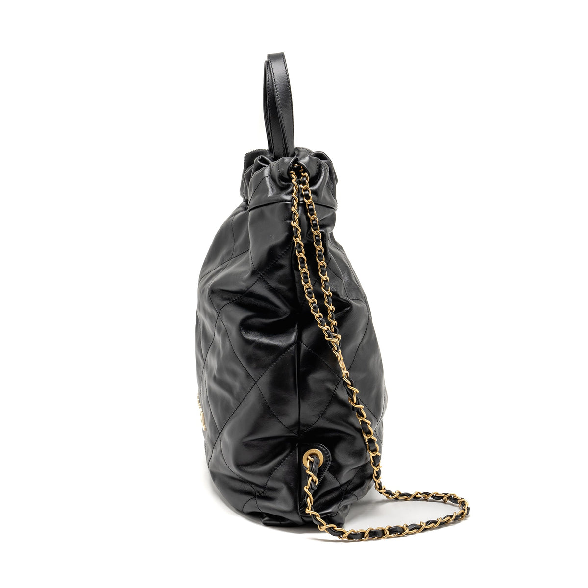 chanel-22-backpack-white-letter-logo-shiny-calfskin-black-ghw-microchip
