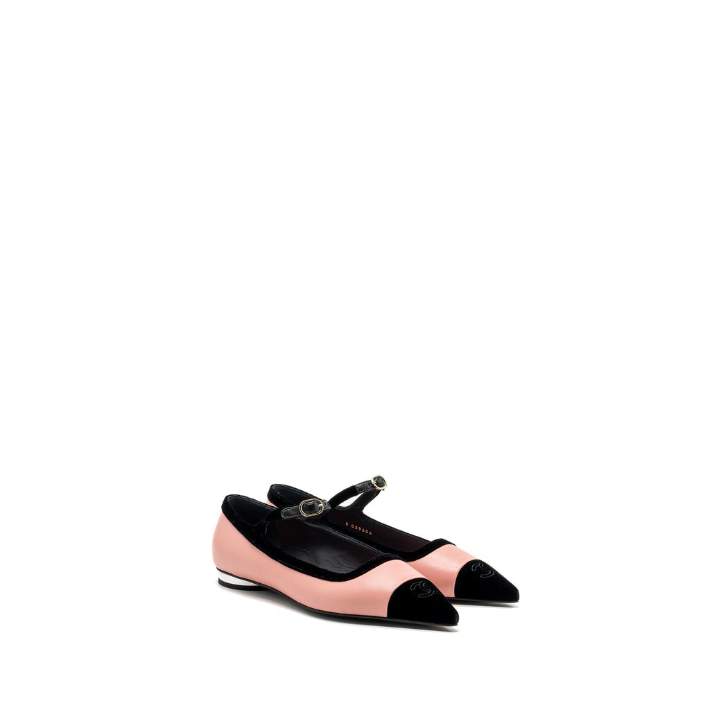 chanel-size-39-5-22k-mery-janes-shoes-lambskin-velvet-pink-black-lghw-copy