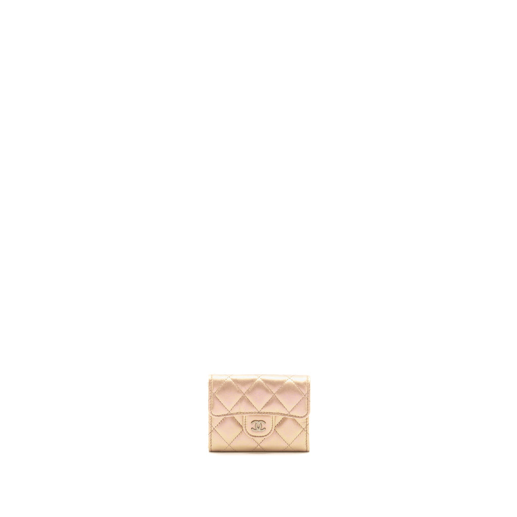 chanel-quilted-small-classic-flap-wallet-card-holder-calfskin-iridescent-pink-shw