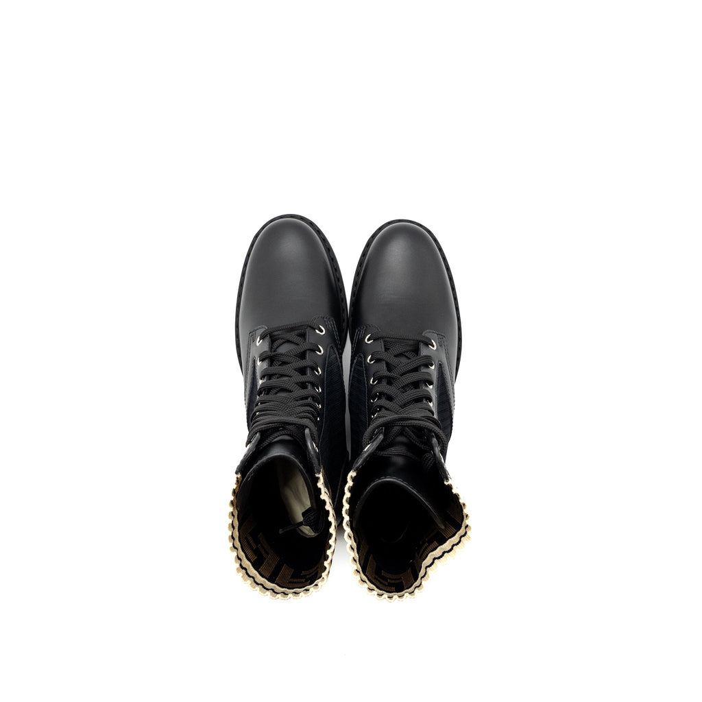fendi-size-39-biker-boots-leather-cotton-black-multicolour