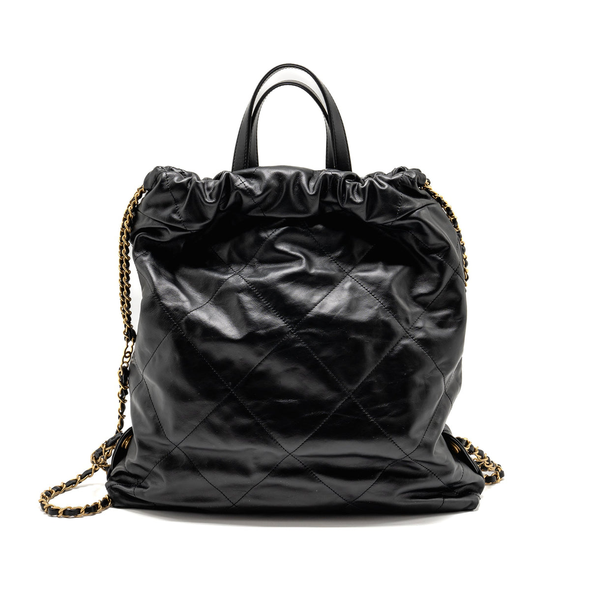 chanel-22-backpack-white-letter-logo-shiny-calfskin-black-ghw-microchip