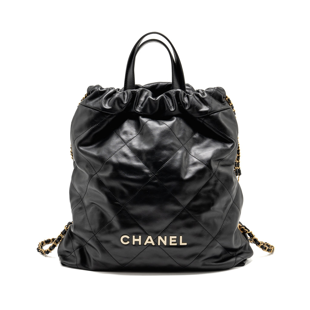 chanel-22-backpack-white-letter-logo-shiny-calfskin-black-ghw-microchip