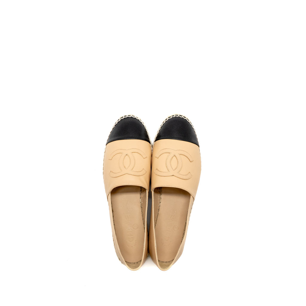 chanel-size-40-espadrilles-lambskin-beige-black