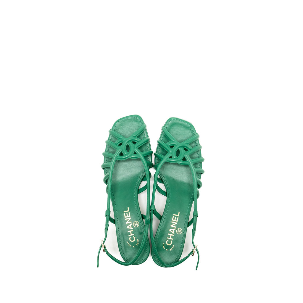 chanel-size-37-5-22b-cc-logo-sandals-lambskin-green-shw