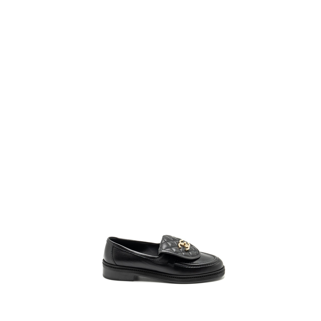 chanel-size-37-cc-turnlock-loafers-quilted-leather-black-lghw