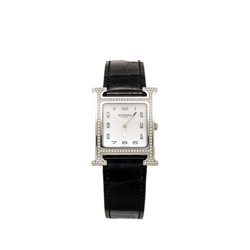 hermes-heure-h-watch-medium-model-30mm-steel-with-diamonds-white-mother-of-pearl-dial-with-black-alligators-strap