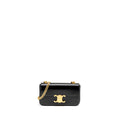 celine-triomphe-chain-shoulder-bag-shiny-calfskin-black-ghw