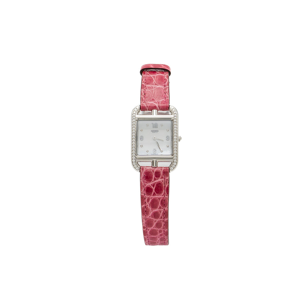 hermes-cape-cod-watch-small-model-31mm-steel-case-with-diamonds-alligator-raspberry-strap