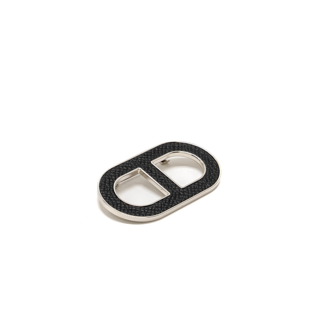 hermes-chaine-d-ancre-brooch-epsom-black-shw