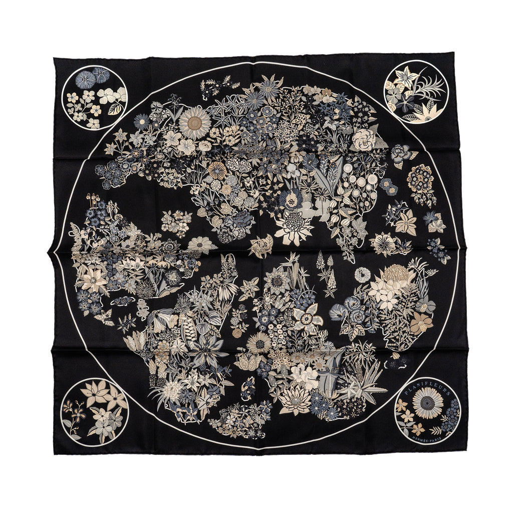 hermes-scarf-black-white-flower