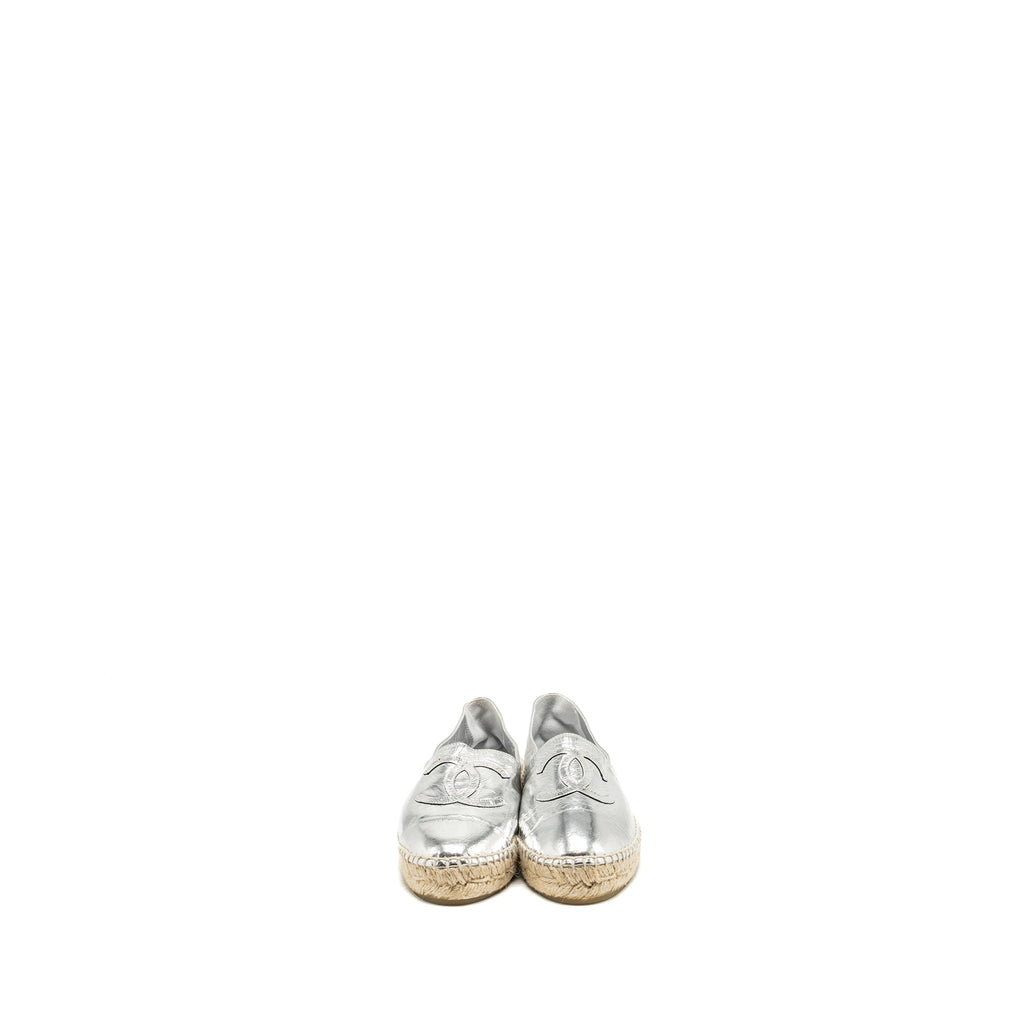 chanel-size-37-espadrille-metallic-silver