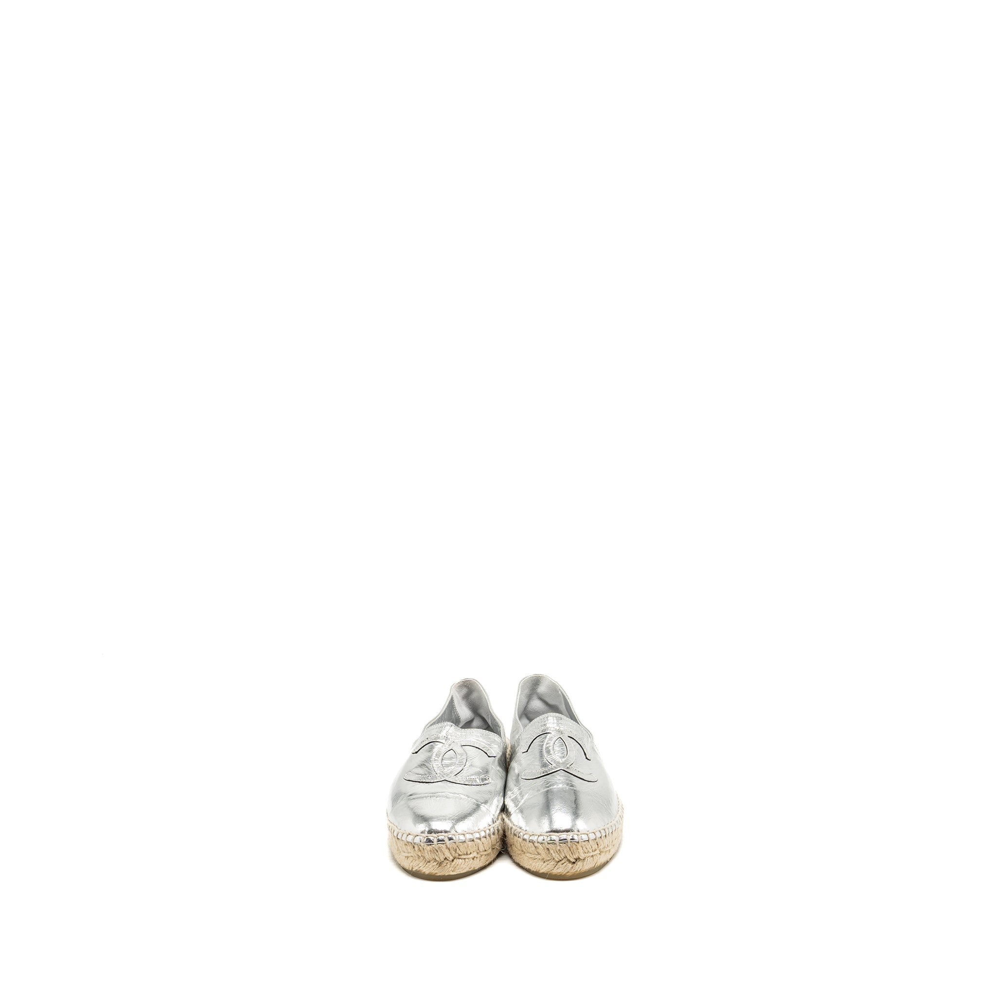 chanel-size-37-espadrille-metallic-silver