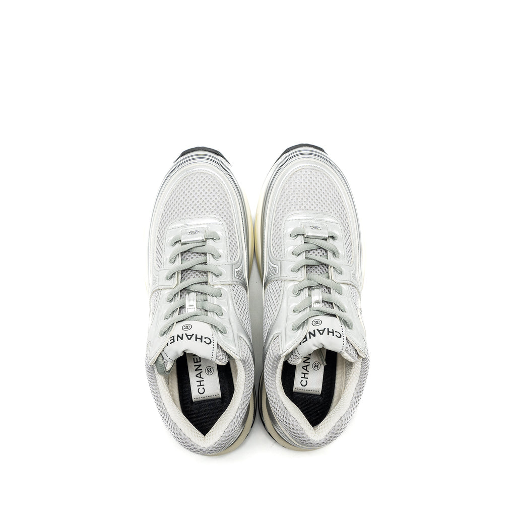 chanel-23c-size-38-metallic-trainer-sneakers-silver-multicolour