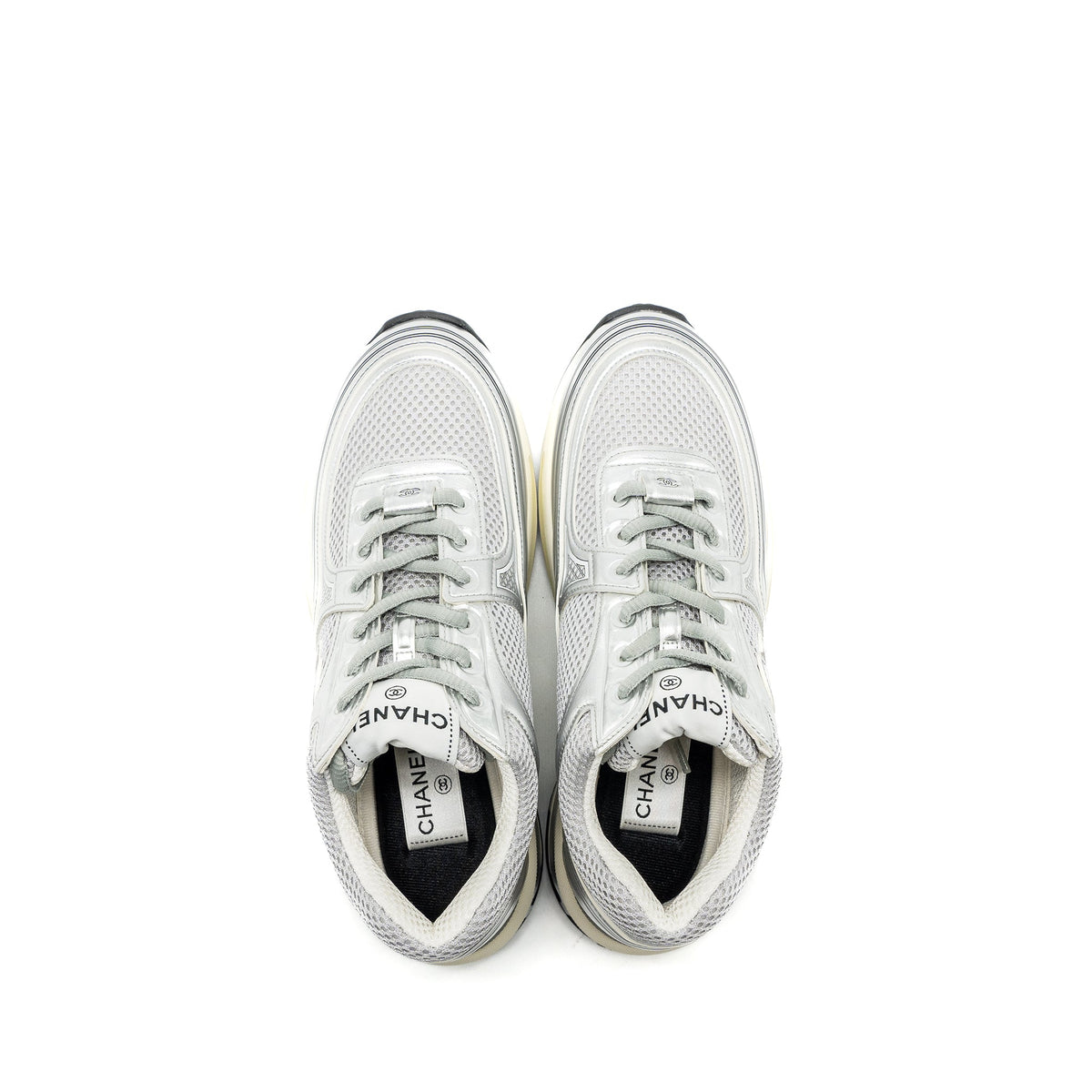 chanel-23c-size-38-metallic-trainer-sneakers-silver-multicolour